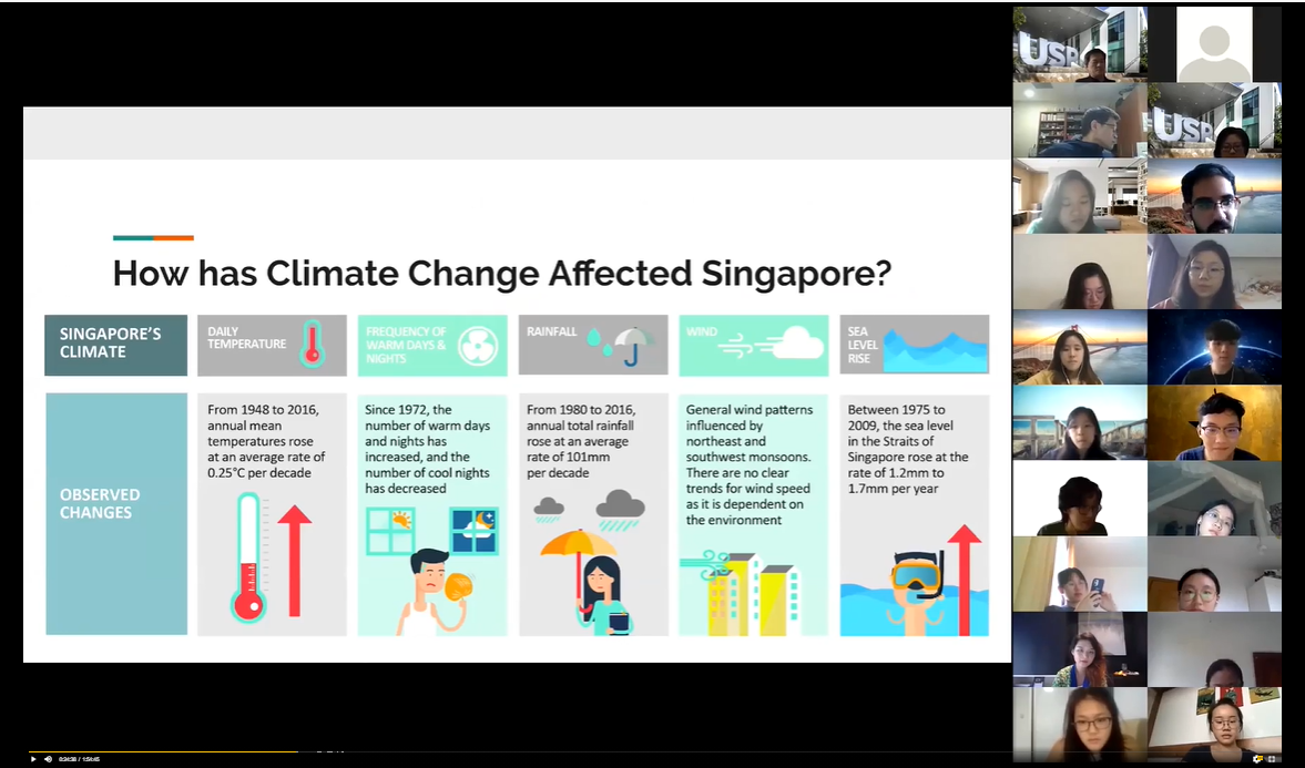 USP student participant Arjit Joshi’s sharing on ‘How has climate change affected Singapore?’